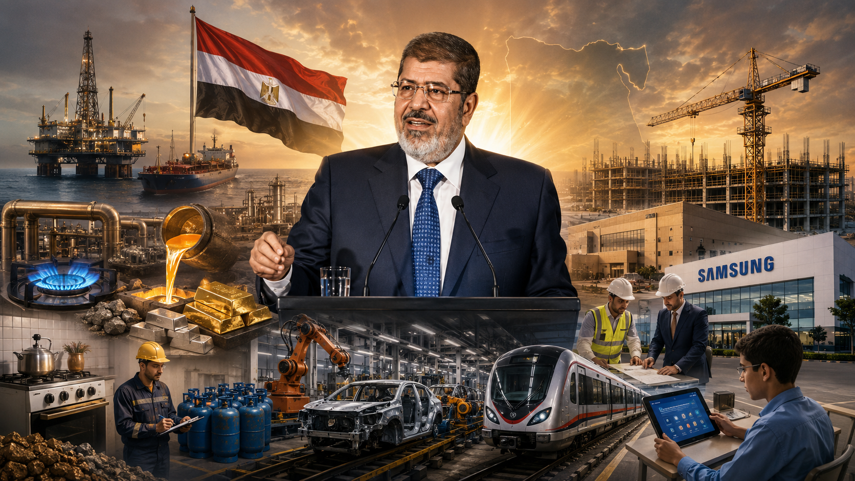 من إنجازات الرئيس مرسي في مجال دعم الإنتاج الصناعي والطاقة