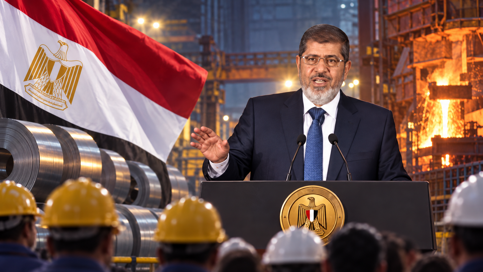 كلمة الرئيس محمد مرسي لعمال الحديد والصلب في حلوان